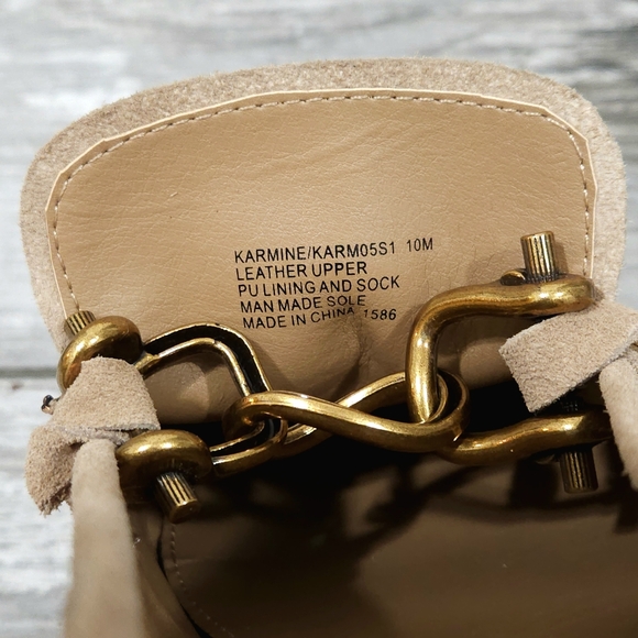 STEVE MADDEN "Karmine" Leather/Suede Chunky Heel Loafer with Chainlink Detail - Picture 12 of 15